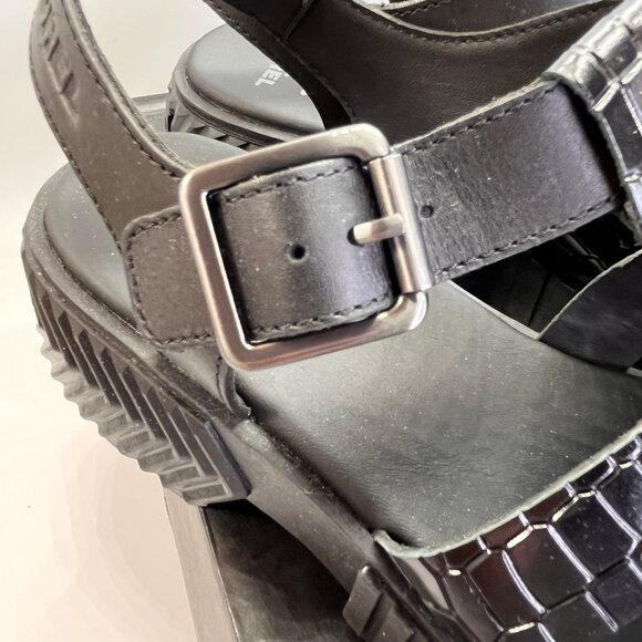 Sorel Ona Streetworks Fisherman Mid Sandal Size 9 Black Leather Platform Chunky - Picture 12 of 15